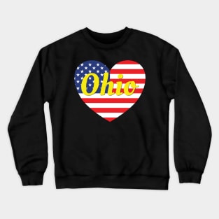 Ohio American Flag Heart Crewneck Sweatshirt